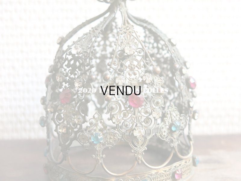 画像8: 19世紀 アンティーク ピンク＆ブルー＆クリアの石付き 聖母マリア＆幼いキリストの王冠