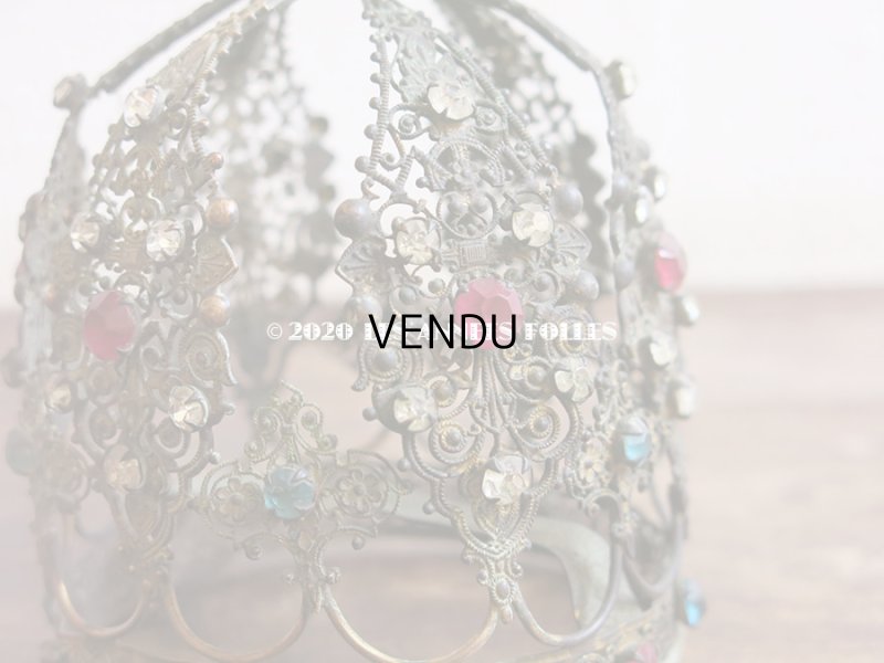 画像10: 19世紀 アンティーク ピンク＆ブルー＆クリアの石付き 聖母マリア＆幼いキリストの王冠