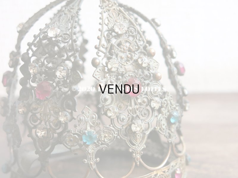 画像9: 19世紀 アンティーク ピンク＆ブルー＆クリアの石付き 聖母マリア＆幼いキリストの王冠