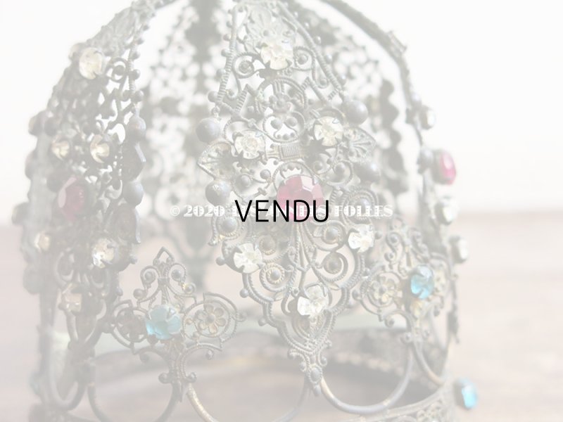 画像12: 19世紀 アンティーク ピンク＆ブルー＆クリアの石付き 聖母マリア＆幼いキリストの王冠