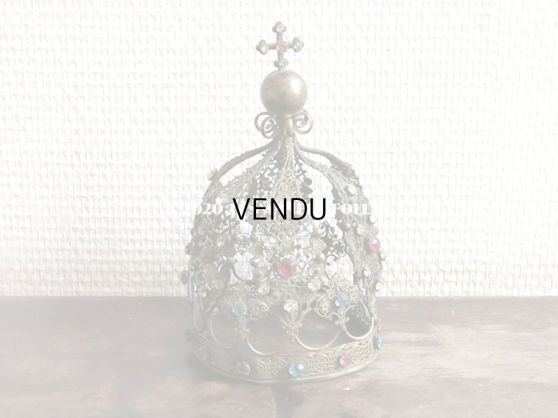 画像3: 19世紀 アンティーク ピンク＆ブルー＆クリアの石付き 聖母マリア＆幼いキリストの王冠