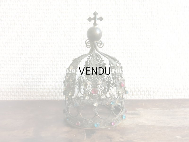 画像4: 19世紀 アンティーク ピンク＆ブルー＆クリアの石付き 聖母マリア＆幼いキリストの王冠