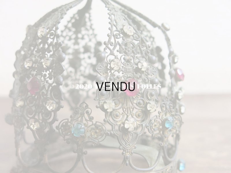 画像13: 19世紀 アンティーク ピンク＆ブルー＆クリアの石付き 聖母マリア＆幼いキリストの王冠