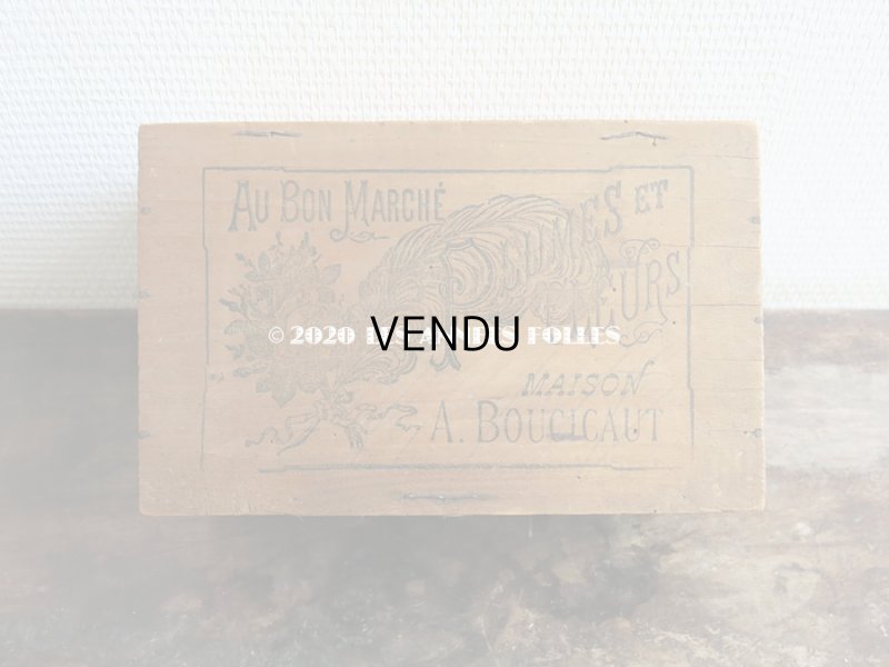 画像4: 1900年代 アンティーク ボンマルシェ百貨店の木箱 フェザー＆布花  - AU BON MARCHE MAISON BOUCICAUT PARIS -