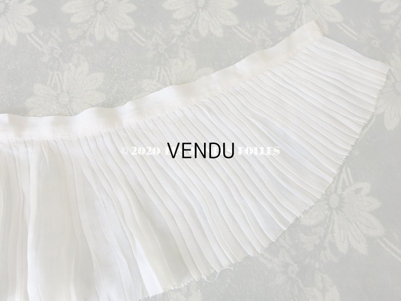 画像7: アンティーク  シルク製 幅広 プリーツの付け襟 生成り色