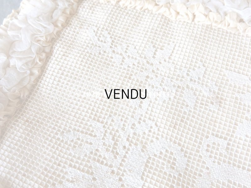 画像8: アンティーク シルクシフォンのフリル & フィレレースのハンキーケース　ポシェット アイボリー色