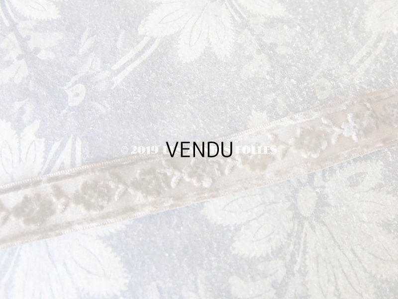 画像6: 19世紀末 アンティーク シルク製 ベルベットのリボン 花柄 カーキブラウン 