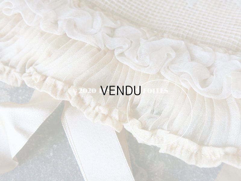 画像7: アンティーク シルクシフォンのフリル & フィレレースのハンキーケース　ポシェット アイボリー色