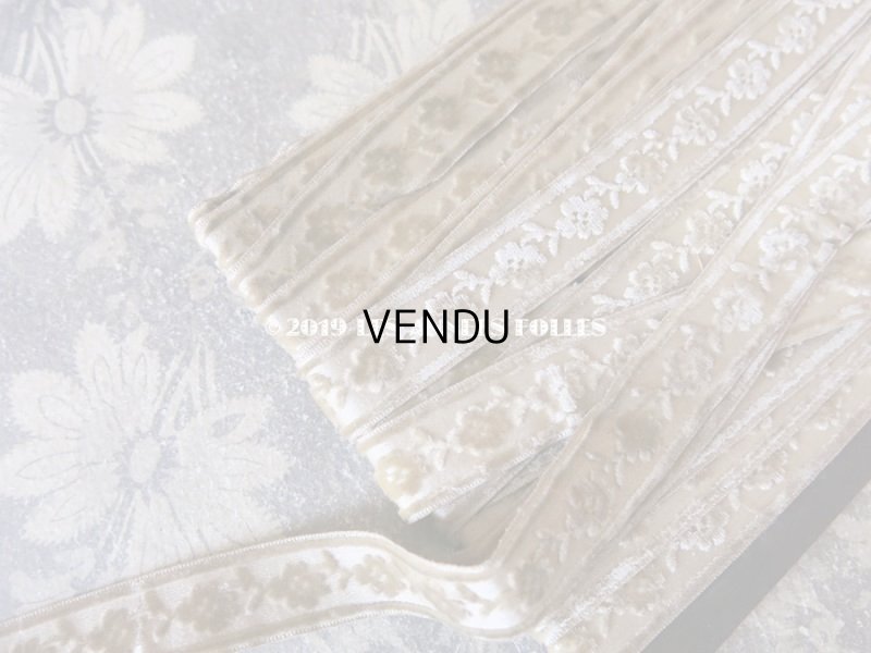 画像3: 19世紀末 アンティーク シルク製 ベルベットのリボン 花柄 カーキブラウン 