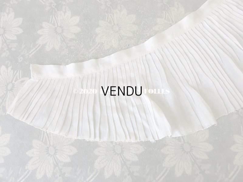 画像3: アンティーク  シルク製 幅広 プリーツの付け襟 生成り色