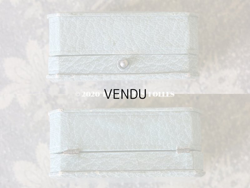 画像3: アンティーク ジュエリーボックス ピアス用 金彩入り グレイッシュブルー