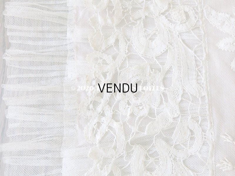 画像7: アンティーク ロココモチーフ付き ボビンレース&ホワイトワーク レース&シルクのベッドカバー