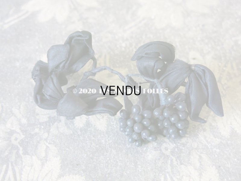 画像12: 未使用 1900年代 アンティーク 黒花のリース＆布花 5点のセット