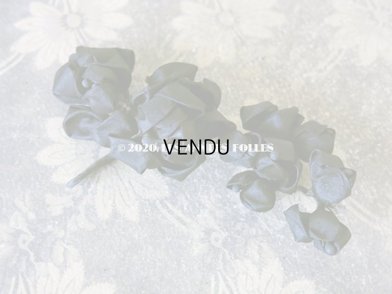 画像14: 未使用 1900年代 アンティーク 黒花のリース＆布花 5点のセット