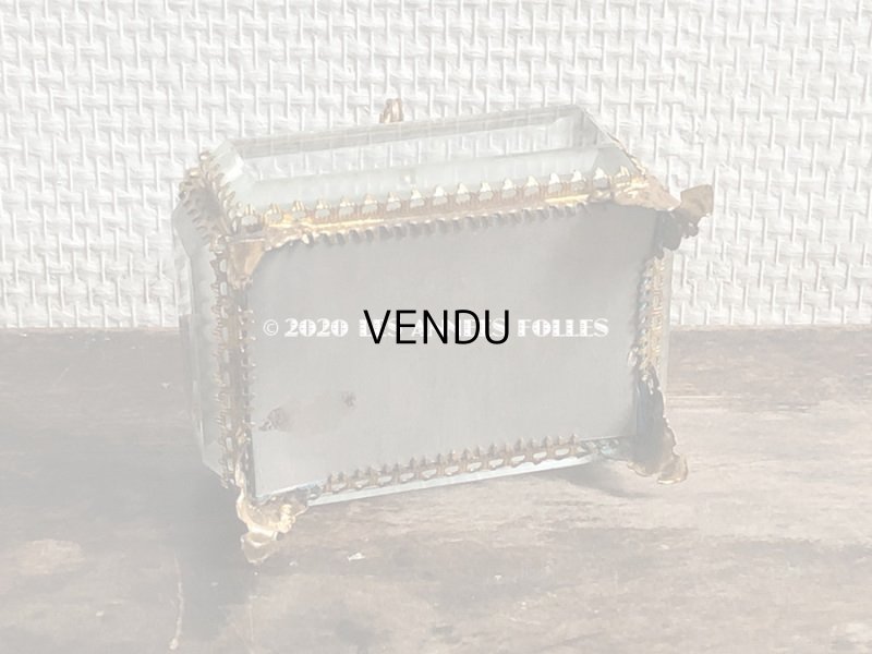 画像12: アンティーク ジュエリーボックス スモーキーブルーのシルク製クッション