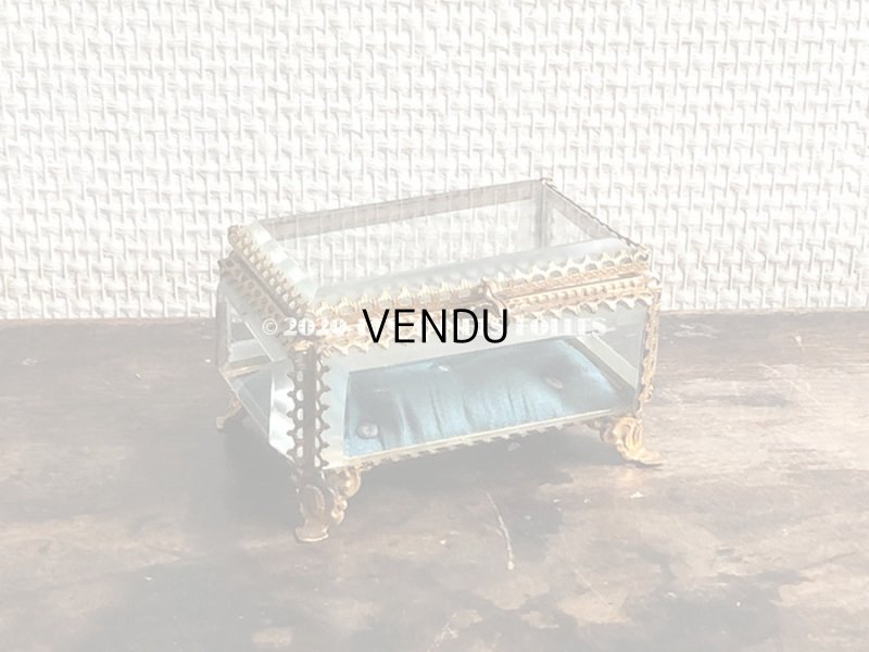 画像3: アンティーク ジュエリーボックス スモーキーブルーのシルク製クッション