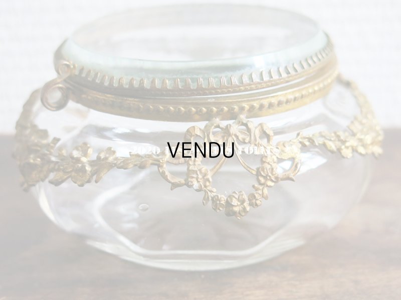 画像12: アンティーク パウダーケース 薔薇&リボンのガーランド