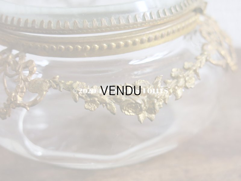 画像8: アンティーク パウダーケース 薔薇&リボンのガーランド