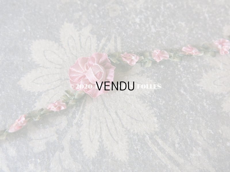 画像6: 1920年代 アンティーク シルク製 ロココトリム ピンクの薔薇 ロココリボン 103cm