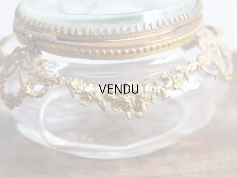 画像10: アンティーク パウダーケース 薔薇&リボンのガーランド