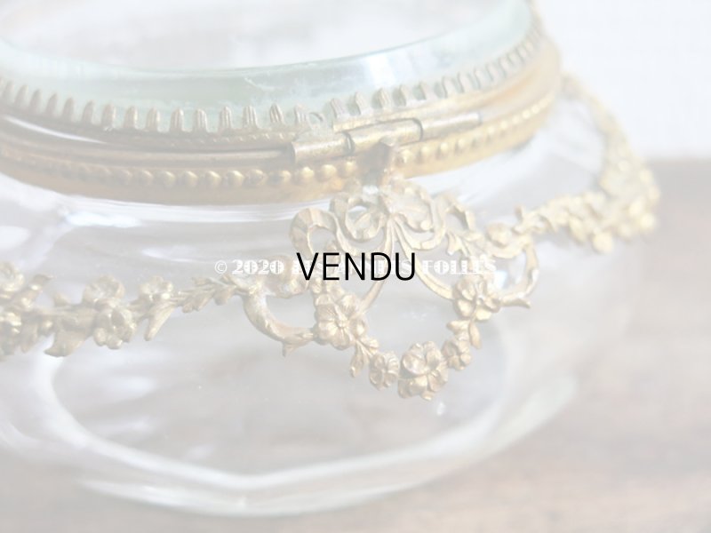 画像9: アンティーク パウダーケース 薔薇&リボンのガーランド