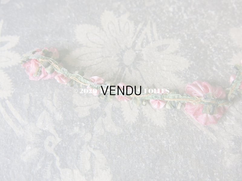 画像7: 1920年代 アンティーク シルク製 ロココトリム ピンクの薔薇 ロココリボン 103cm