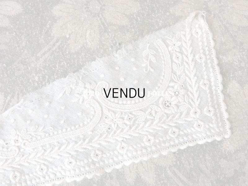 画像8: 19世紀  アンティーク ホワイトワークの付け襟  花模様