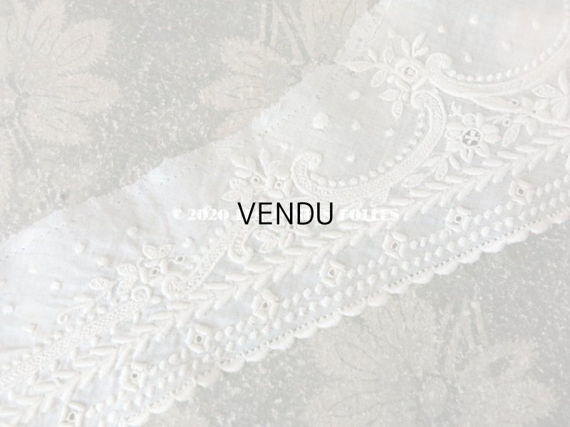 画像5: 19世紀  アンティーク ホワイトワークの付け襟  花模様