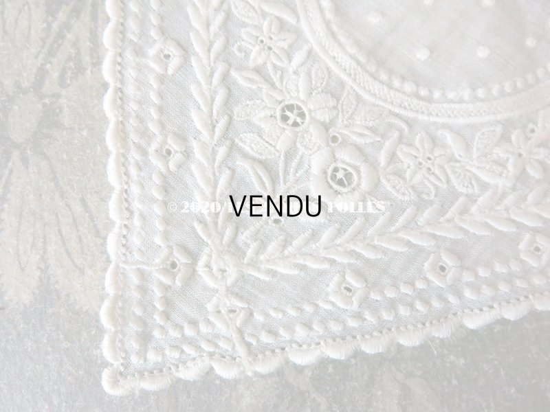画像9: 19世紀  アンティーク ホワイトワークの付け襟  花模様
