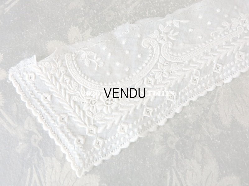 画像4: 19世紀  アンティーク ホワイトワークの付け襟  花模様