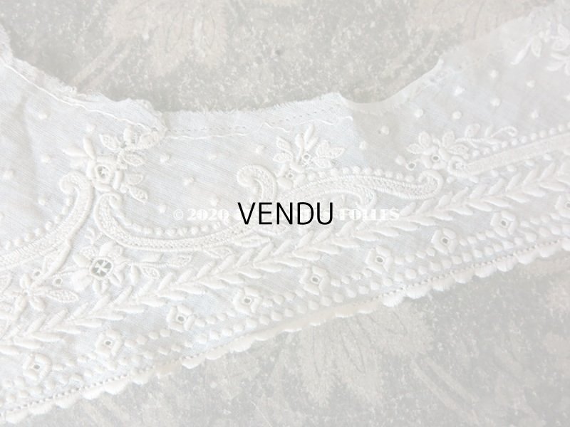 画像7: 19世紀  アンティーク ホワイトワークの付け襟  花模様