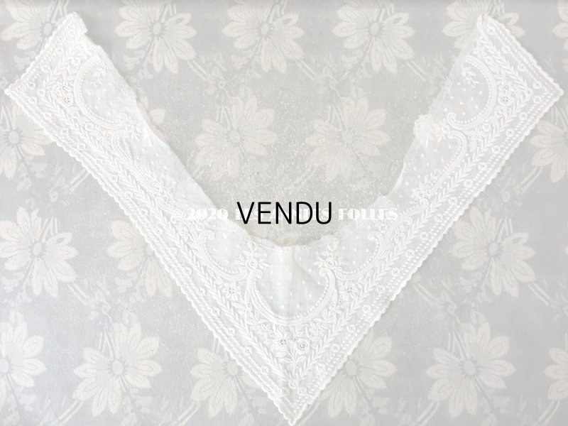 画像3: 19世紀  アンティーク ホワイトワークの付け襟  花模様