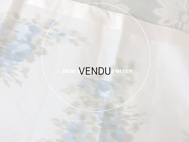 画像9: アンティーク シルク製  ほぐし織り ブルーの花模様 15cm幅