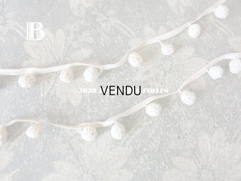 画像6: 1900年代 アンティーク アンティーク コットンクロシェ ポンポンのトリム