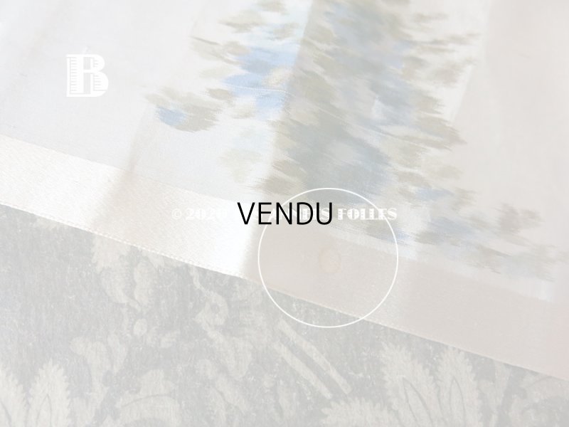 画像7: アンティーク シルク製  ほぐし織り ブルーの花模様 15cm幅