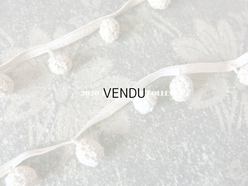 画像7: 1900年代 アンティーク アンティーク コットンクロシェ ポンポンのトリム