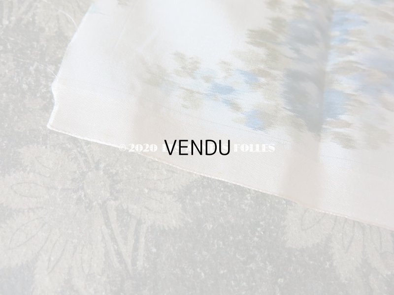 画像6: アンティーク シルク製  ほぐし織り ブルーの花模様 15cm幅