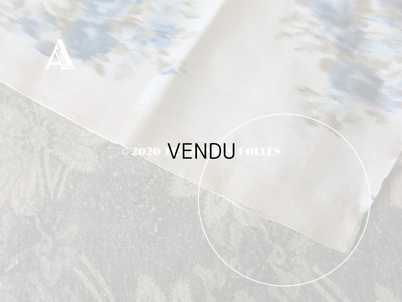 画像5: アンティーク シルク製  ほぐし織り ブルーの花模様 15cm幅