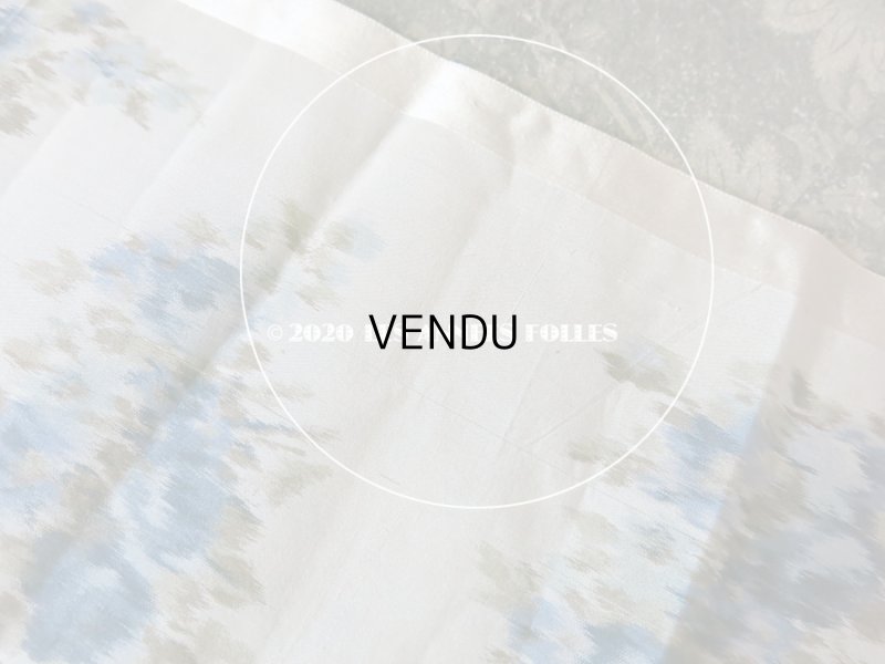 画像8: アンティーク シルク製  ほぐし織り ブルーの花模様 15cm幅