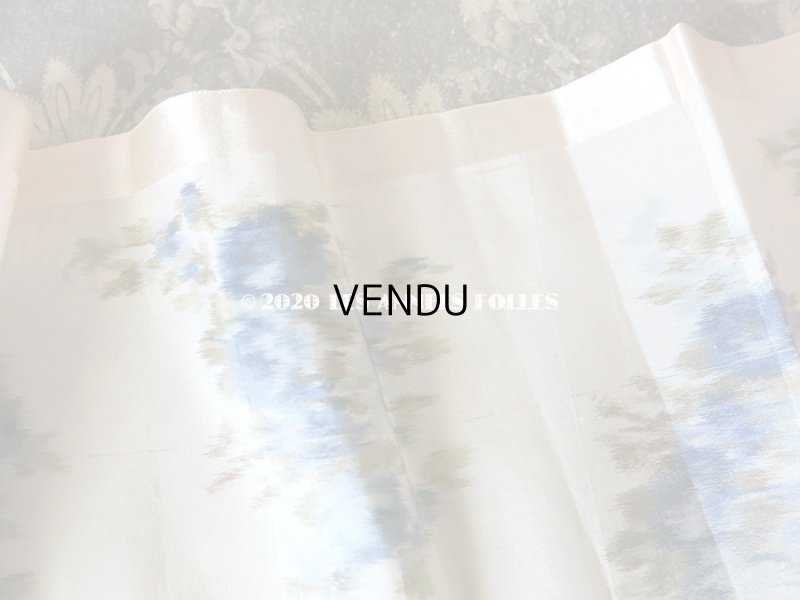 画像4: アンティーク シルク製  ほぐし織り ブルーの花模様 15cm幅