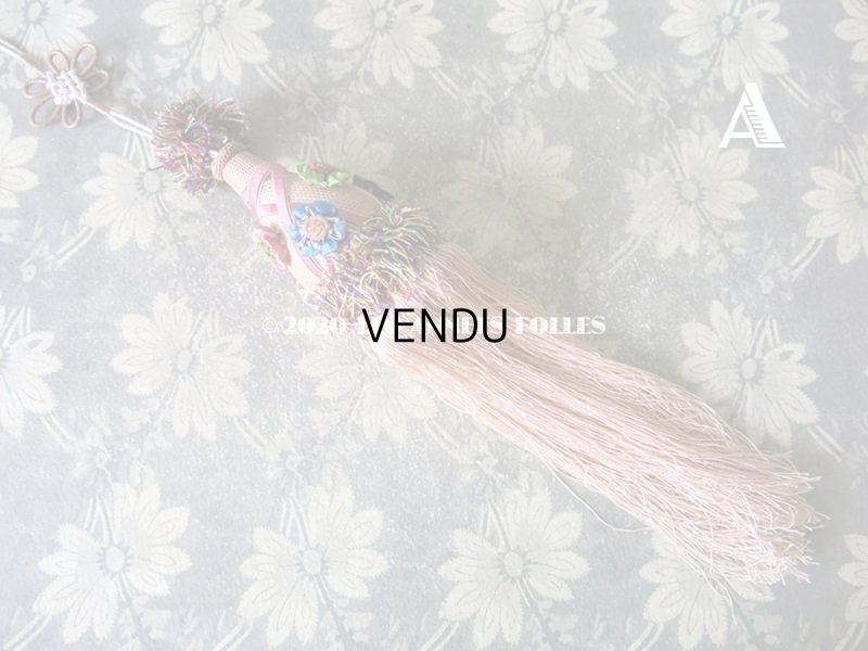 画像3: 19世紀 アンティーク シルク製 ピンクの大きなタッセル ポンポン パスマントリー