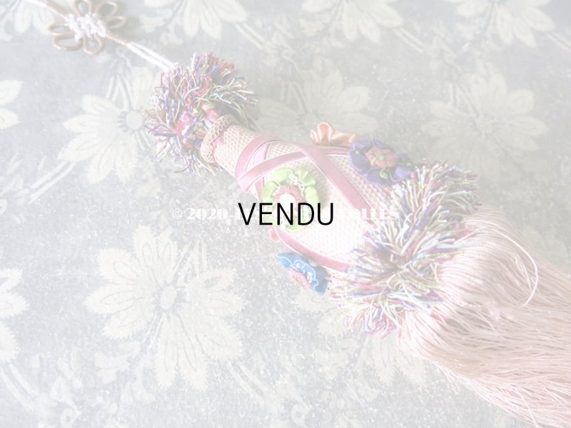 画像14: 19世紀 アンティーク シルク製 ピンクの大きなタッセル ポンポン パスマントリー