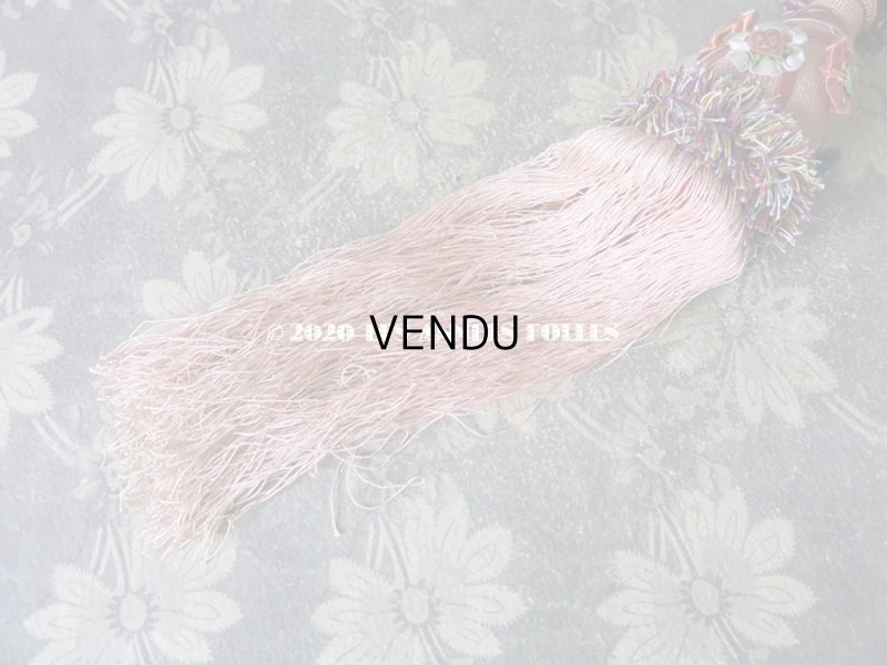 画像19: 19世紀 アンティーク シルク製 ピンクの大きなタッセル ポンポン パスマントリー