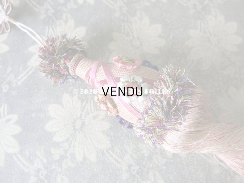 画像17: 19世紀 アンティーク シルク製 ピンクの大きなタッセル ポンポン パスマントリー