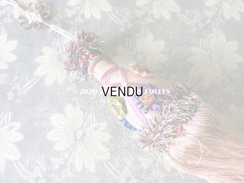 画像15: 19世紀 アンティーク シルク製 ピンクの大きなタッセル ポンポン パスマントリー