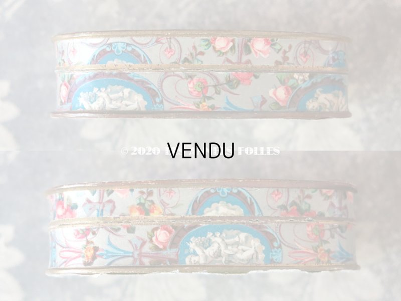 画像7: 19世紀 アンティーク お菓子箱 天使のメダイヨン&薔薇