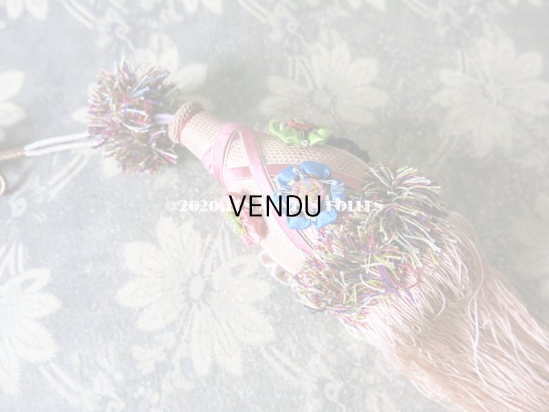 画像5: 19世紀 アンティーク シルク製 ピンクの大きなタッセル ポンポン パスマントリー