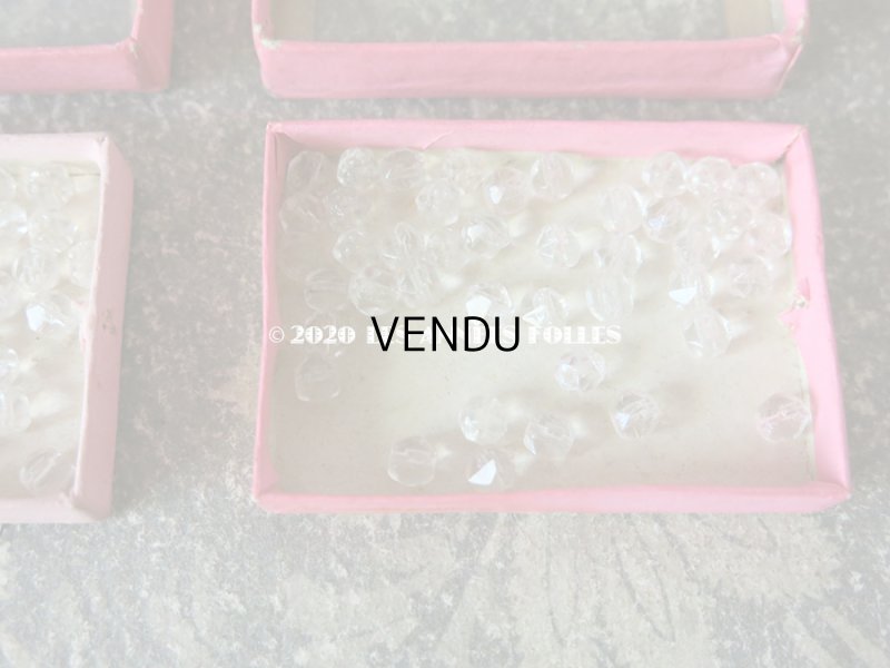 画像5: アンティーク ガラスの蓋の紙箱 ビーズ入り ピンク