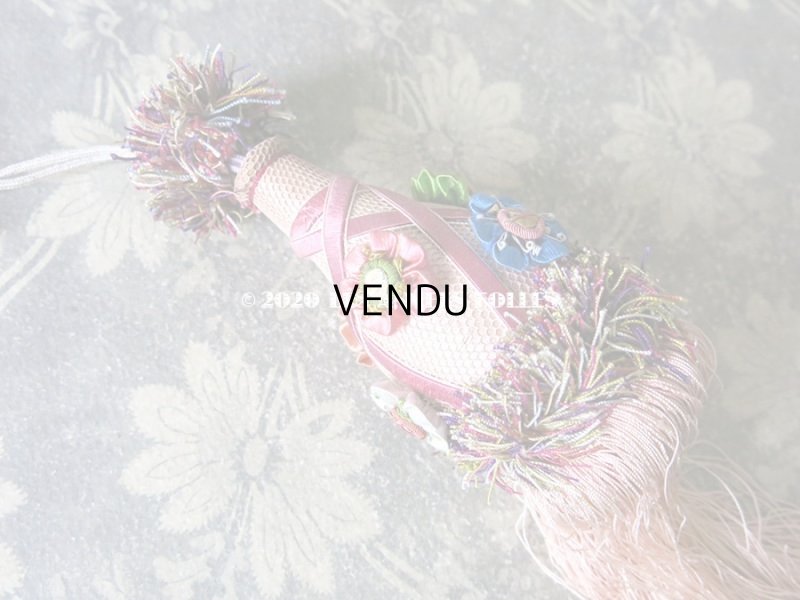 画像6: 19世紀 アンティーク シルク製 ピンクの大きなタッセル ポンポン パスマントリー