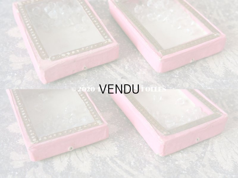 画像7: アンティーク ガラスの蓋の紙箱 ビーズ入り ピンク